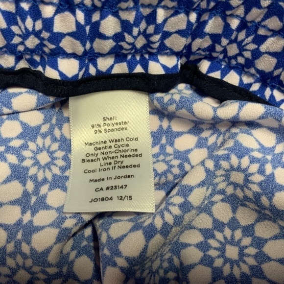 TALBOTS Petites Blue Geometric Print Flowing Straight Leg Trouser Tuxedo Stripe - Picture 9 of 10